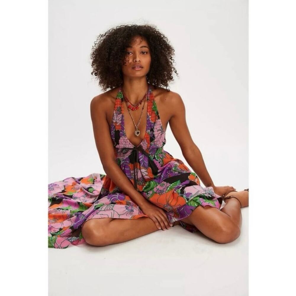 Free People NWT Bayside Florals Maxi Halter Dress in Party Combo, Size Medium